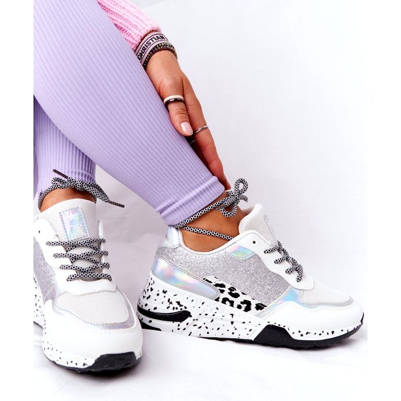 NEWS Naisten Wedge-lenkkarit Valkoinen jossa Brocade Avery 21SP26-3974 musta hopea 4