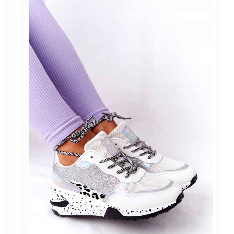 NEWS Naisten Wedge-lenkkarit Valkoinen jossa Brocade Avery 21SP26-3974 musta hopea 3