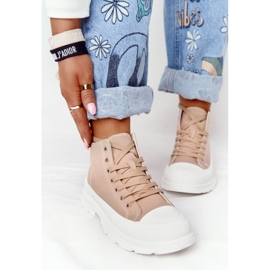 Naisten korkeat lenkkarit suurella pohjalla Vaaleanruskea Trissy 2