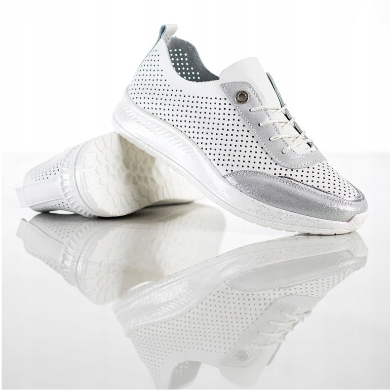 Goodin Valkoiset ja hopeiset nahkaiset lenkkarit valkoinen 1