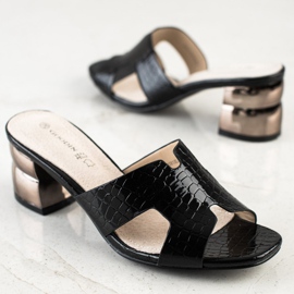 Goodin Mustat tossut koristeellisella kantapäällä 1