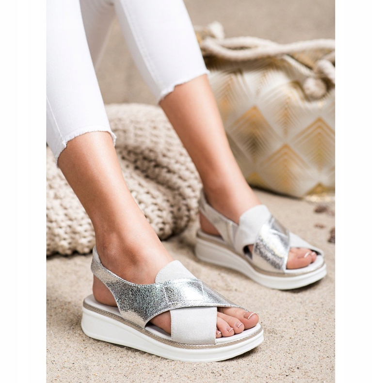 Mukavat sandaalit Sergio Leone SK029 -alustalla hopea harmaa 1