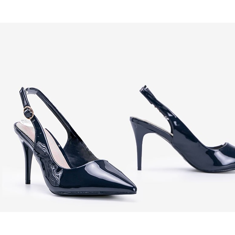 Tummansiniset pumput lakattu Cindy -vyöllä sininen 1