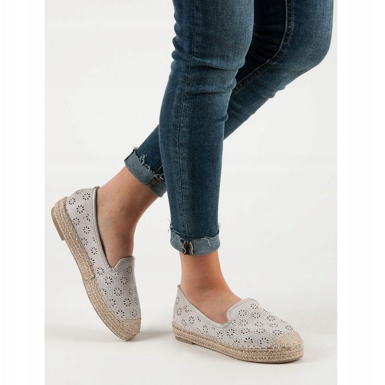 SHELOVET Suede Openwork Espadrilles harmaa 2