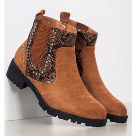 Small Swan Snake Print Chelsea -saappaat ruskea 1