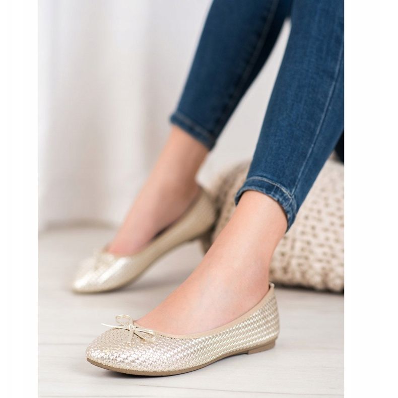 SHELOVET Punotut kultaiset ballerinat kultainen 1