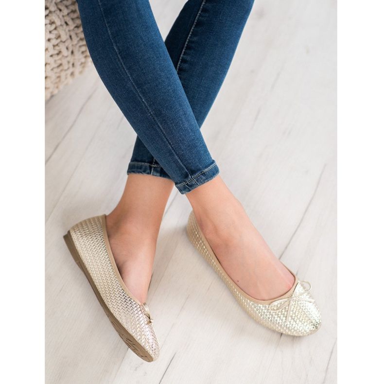 SHELOVET Punotut kultaiset ballerinat kultainen 2