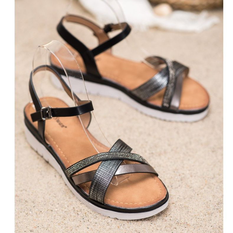 Small Swan Mukavat sandaalit, joissa on kuutiometriä musta 1