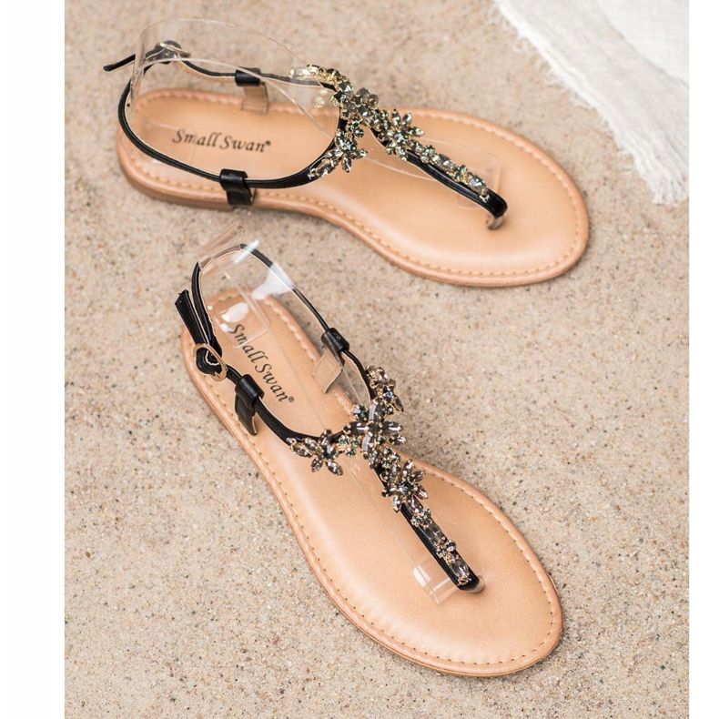 Small Swan Tyylikkäät sandaalit, joissa on kuutio zirkonia musta 1