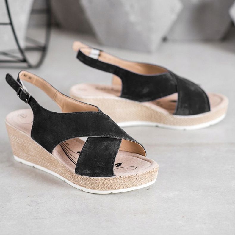 Filippo Kevyet nahkaiset sandaalit musta 2