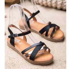 Weide Tyylikkäät ekologisesta nahasta valmistetut sandaalit musta 1