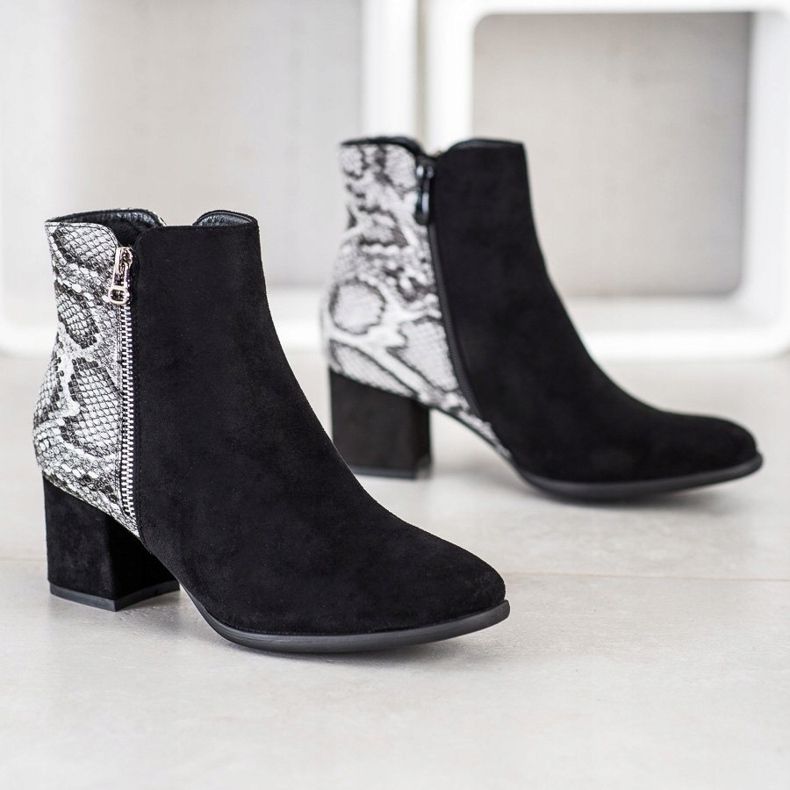 Filippo Snake Print Booties musta harmaa 1 Filippo Snake Print Booties musta harmaa 1