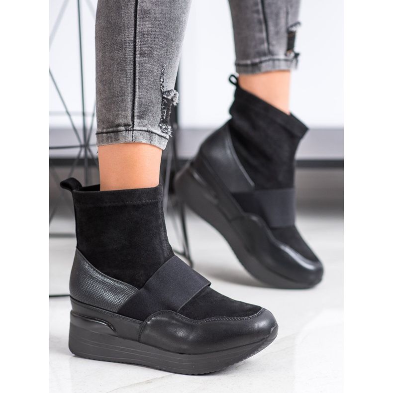 SHELOVET Muodikkaat liukuvat saappaat musta 2