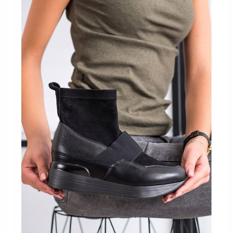 SHELOVET Muodikkaat liukuvat saappaat musta 1