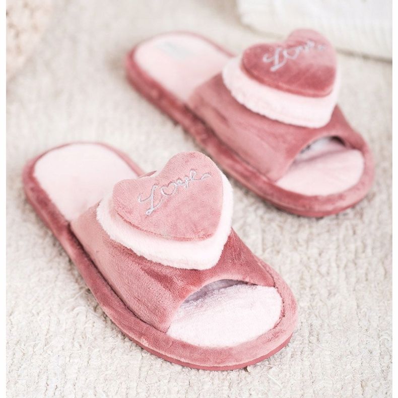 Bona Lämpimät tossut sydämellä beige vaaleanpunainen 1