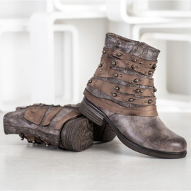 Queentina Mukavat saappaat koristeilla harmaa 1