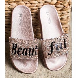 SHELOVET Kauniit varvastossut kristalleilla kultainen 2