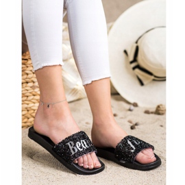 SHELOVET Kauniit tossut kristalleilla musta 2