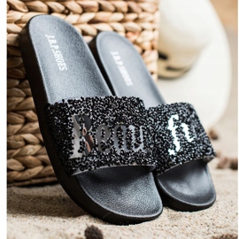 SHELOVET Kauniit tossut kristalleilla musta 1