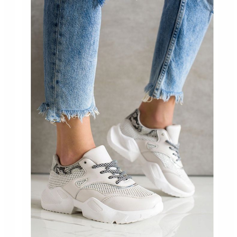 SHELOVET Harmaat Snake Print Tennarit beige 2