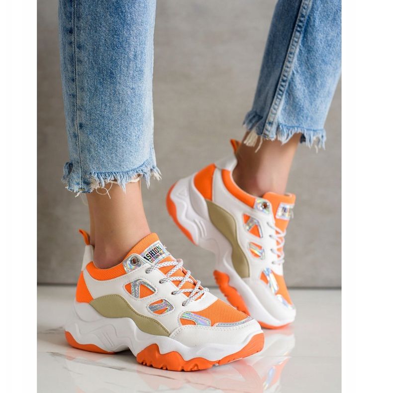 SHELOVET Muoti Lace-up lenkkarit valkoinen oranssi monivärinen 2
