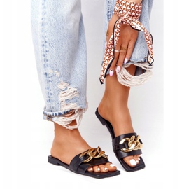 Nahkatossut ketjulla Musta ranskalainen suudelma kultainen 2