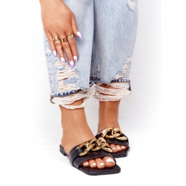 Nahkatossut ketjulla Musta ranskalainen suudelma kultainen 3