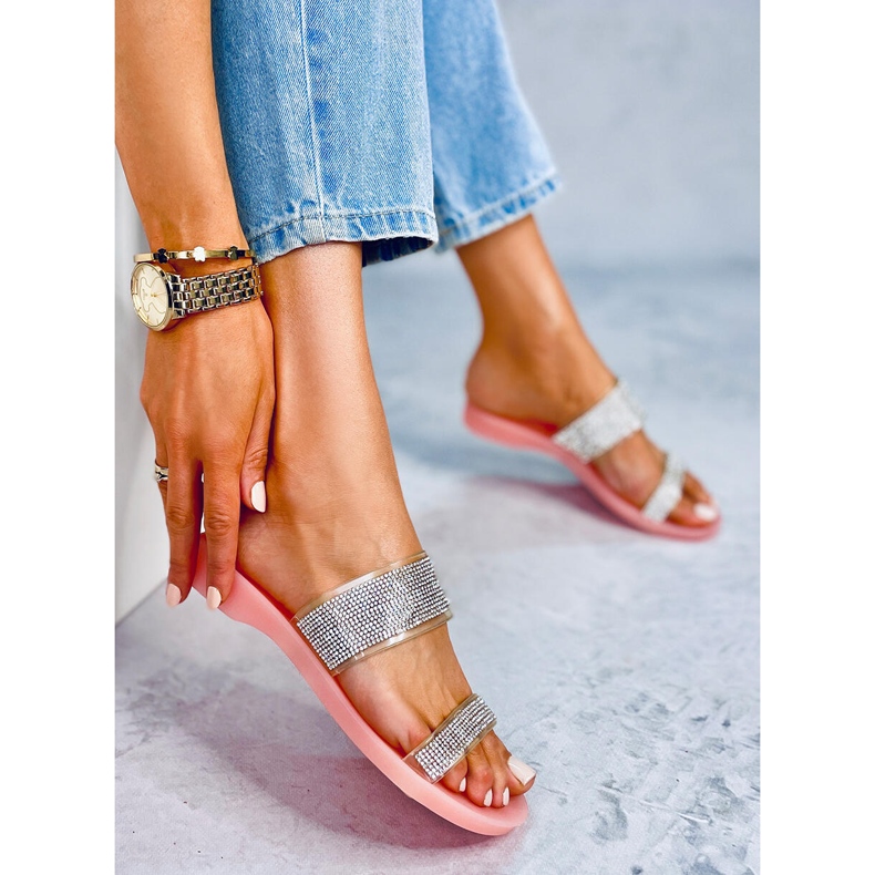 Vaaleanpunainen BG51 Vaaleanpunaiset silikonitossut hopea 1