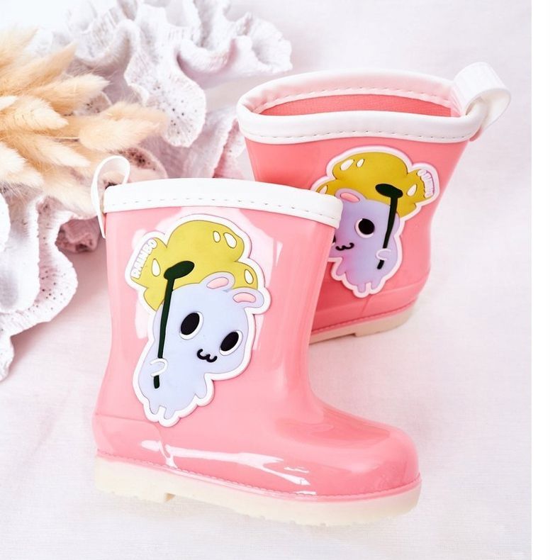 Lasten vaaleanpunaiset sadekengät, joissa on pupu vaaleanpunainen 1