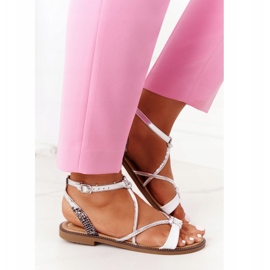 S.Barski Litteät sandaalit S. Barski LJ281 Valkoinen ja hopea 2