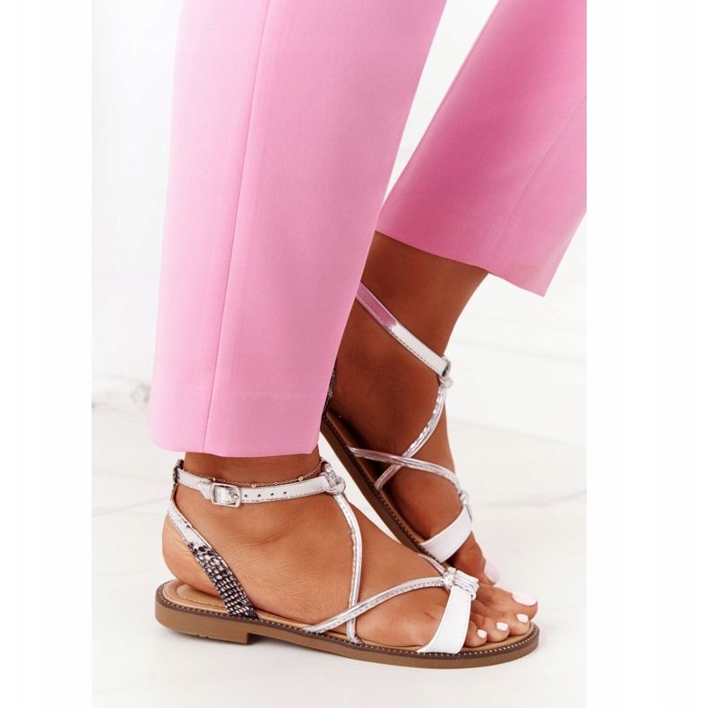 S.Barski Litteät sandaalit S. Barski LJ281 Valkoinen ja hopea 2