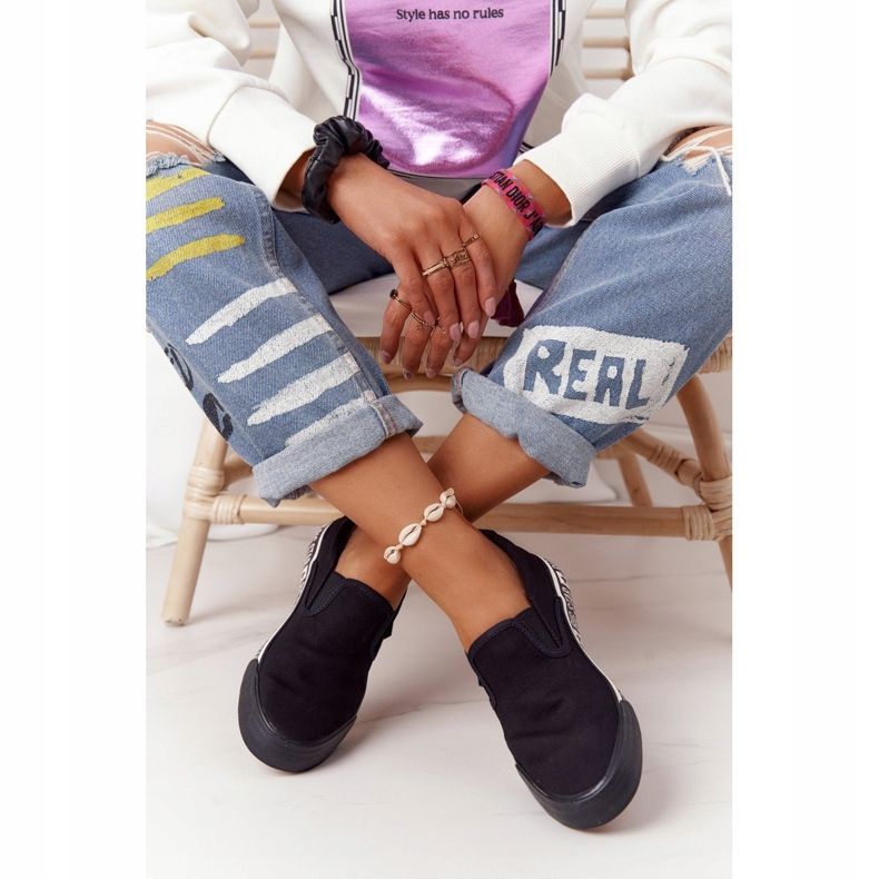 Naisten tennarit Slip-on Big Star HH274012 Musta 2