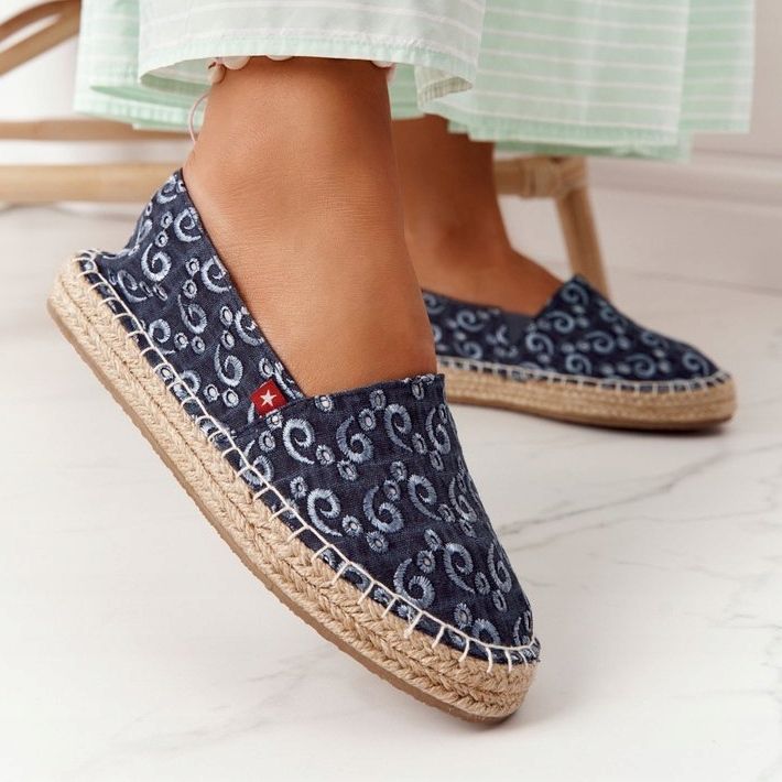 Espadrillot punotulla alustalla Big Star AA274628 Navy Blue beige tummansininen 1