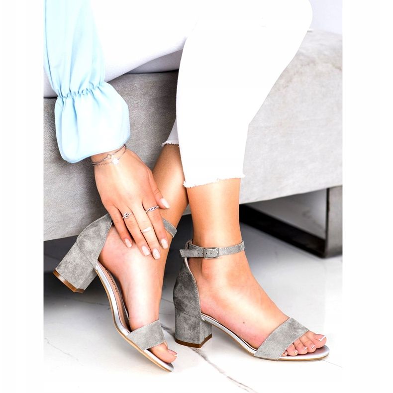 Sergio Leone Sandaalit matalalla ekologisella pylväällä SK839 hopealla 2