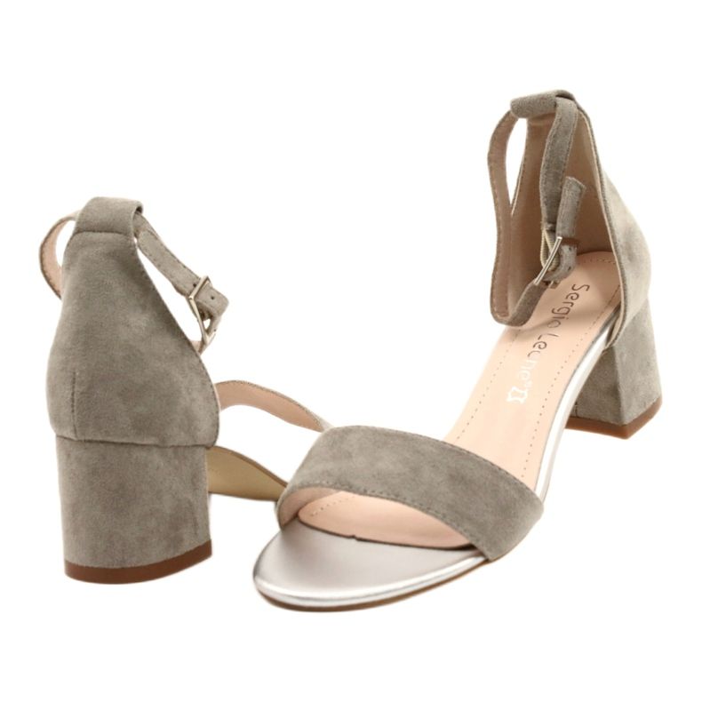 Sergio Leone Sandaalit matalalla ekologisella pylväällä SK839 hopealla 4