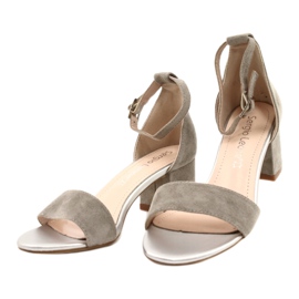 Sergio Leone Sandaalit matalalla ekologisella pylväällä SK839 hopealla 3