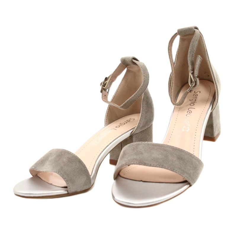 Sergio Leone Sandaalit matalalla ekologisella pylväällä SK839 hopealla 3