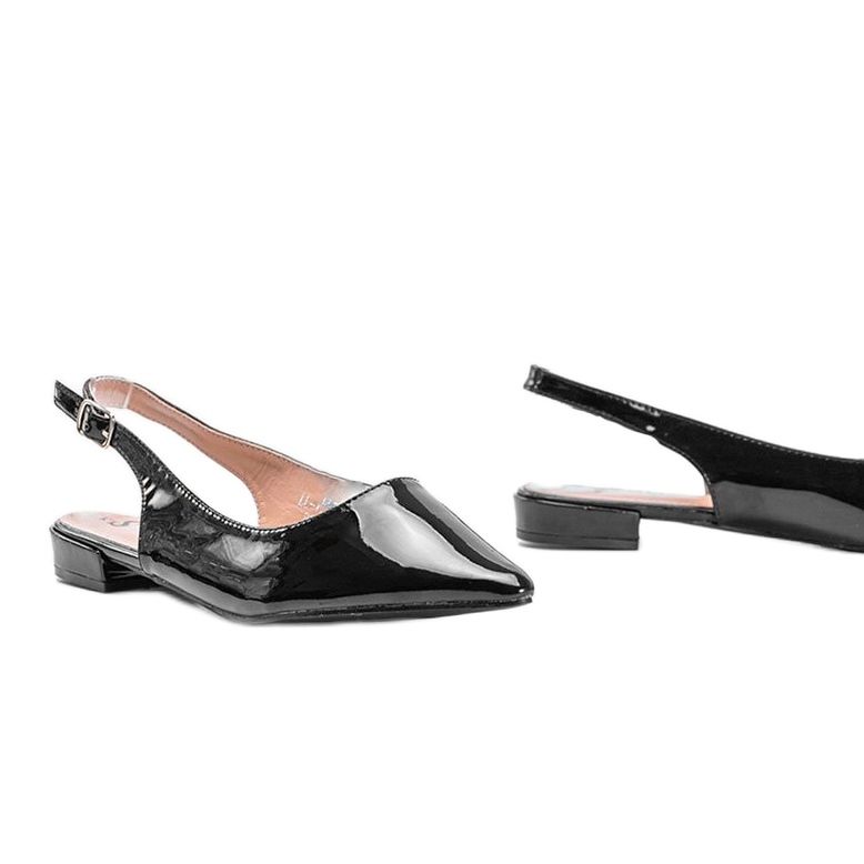 Mustat kiiltävät litteät ballerinat Tia 1