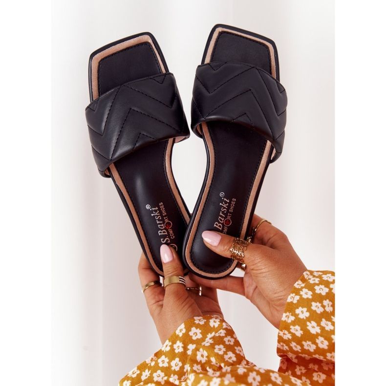 Nahkatossut tikkauksella S.Barski 331-42 musta 2