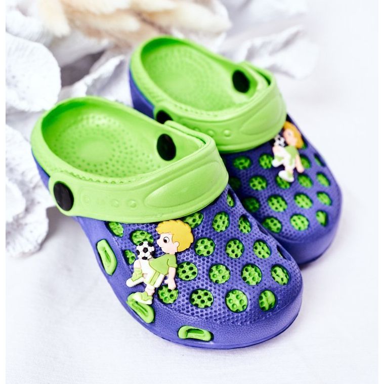 Lasten vaahtotossut Crocs Navy Blue-Green Jupiter laivastonsininen vihreä 2