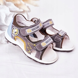 EVE Lasten harmaat jalkapallosandaalit tarranauhalla monivärinen 2