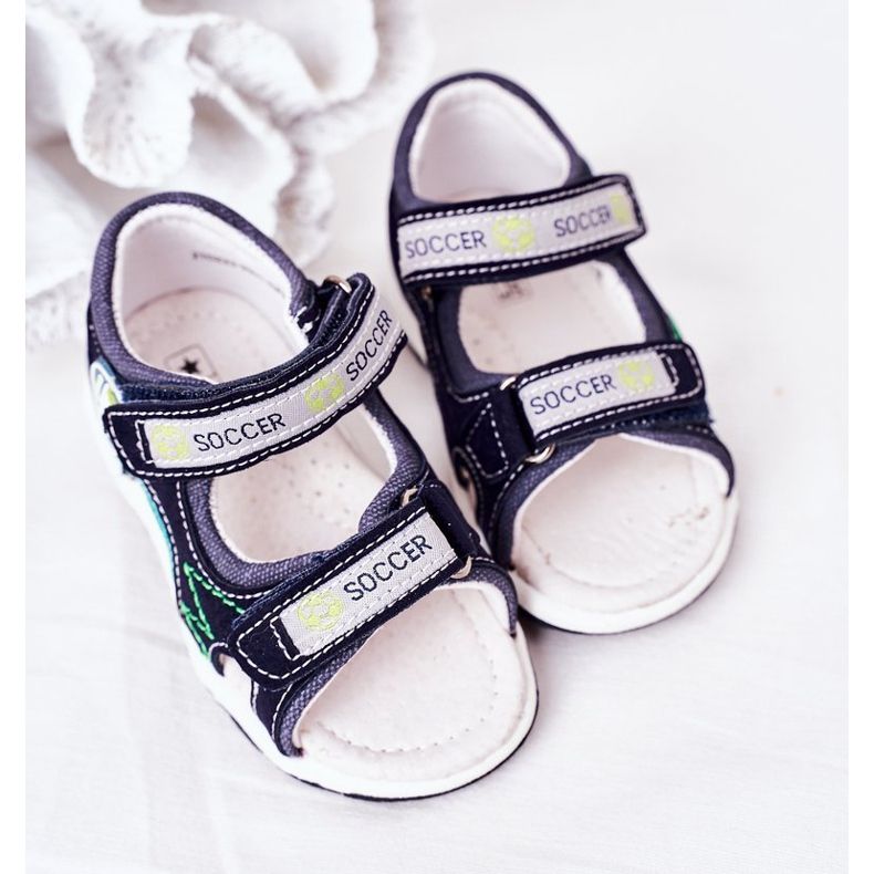 EVE Lasten laivastonsininen jalkapallo sandaalit tarranauhalla monivärinen 2