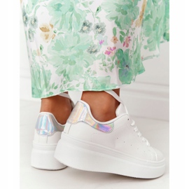 Urheilukengät Lenkkarit Platformissa Valkoinen ja Hopea Kiiltävä Kirkas 2