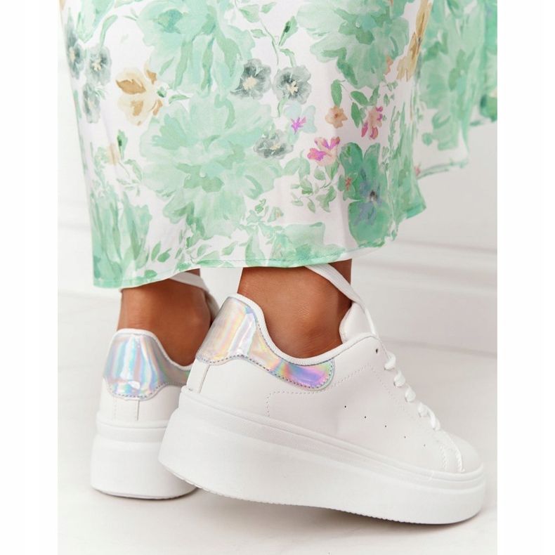 Urheilukengät Lenkkarit Platformissa Valkoinen ja Hopea Kiiltävä Kirkas 2