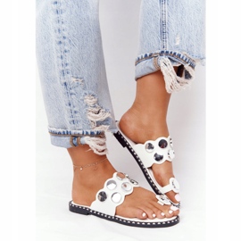 PS1 Nahkatossut tekojalokivillä Valkoinen Ava 2