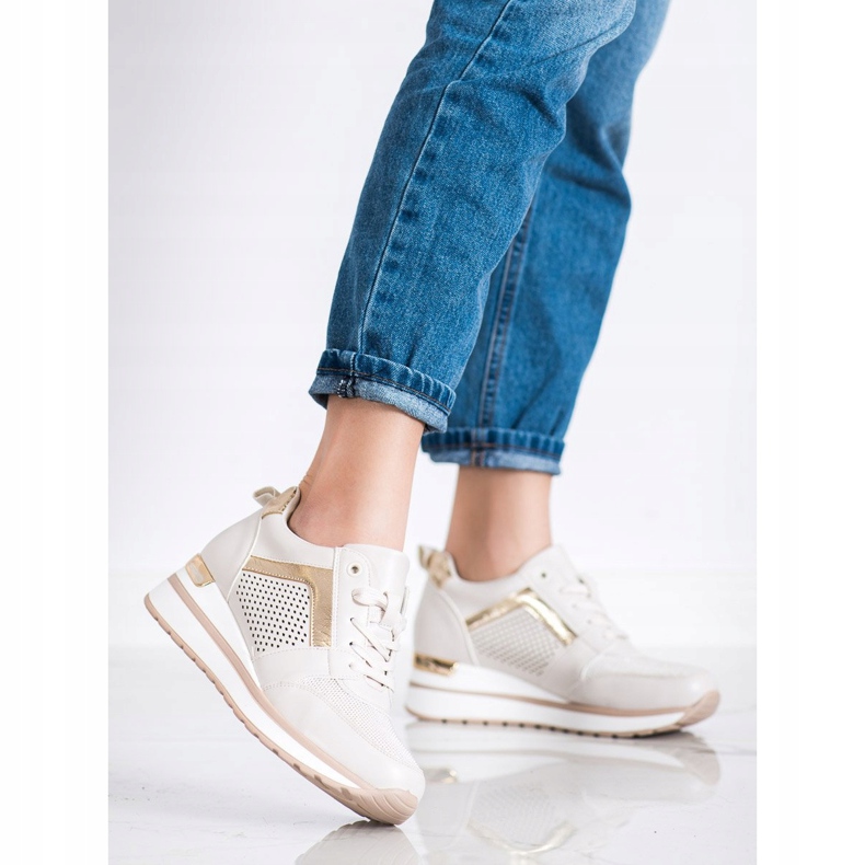 SHELOVET Tyylikkäät lenkkarit glitterillä beige 1