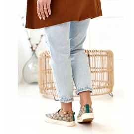 Naisten kirjautuneet lenkkarit Slip-On Khaki Challenge beige ruskea 2