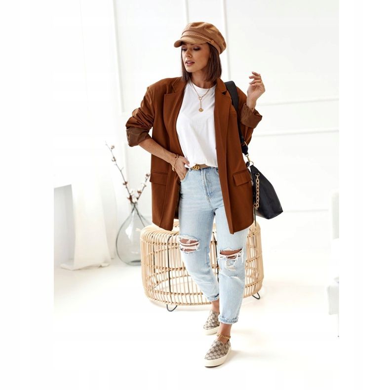 Naisten kirjautuneet lenkkarit Slip-On Khaki Challenge beige ruskea 3