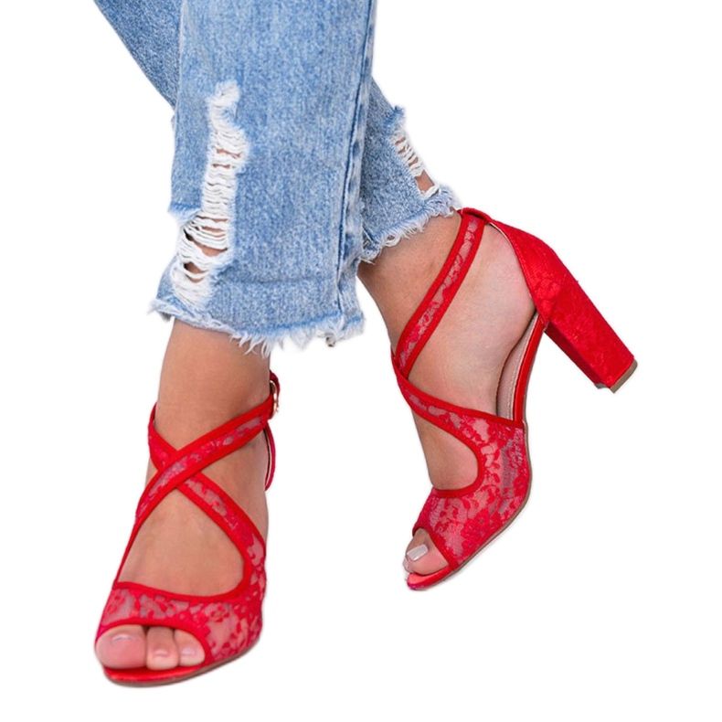 Punaiset pitsisandaalit Beth -postissa punainen 1