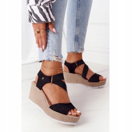 Nahkaiset kiilamaiset sandaalit Big Star FF276016 Musta 1